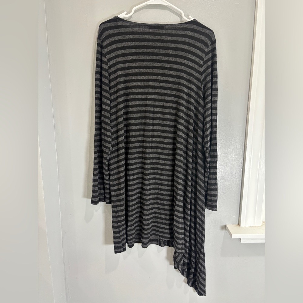 Bryn Walker Asymmetrical Hem Striped Long Sleeve Top Shirt Blouse Pullover M/L - Picture 5 of 10